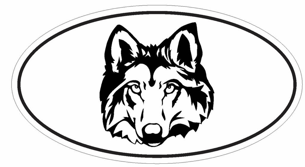 Wolf Oval Bumper Sticker or Helmet Sticker D2999 Euro Oval - Winter Park Products