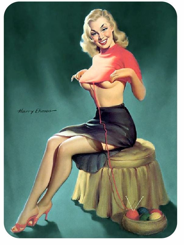 Vector black and white illustration of a girl in pin-up style