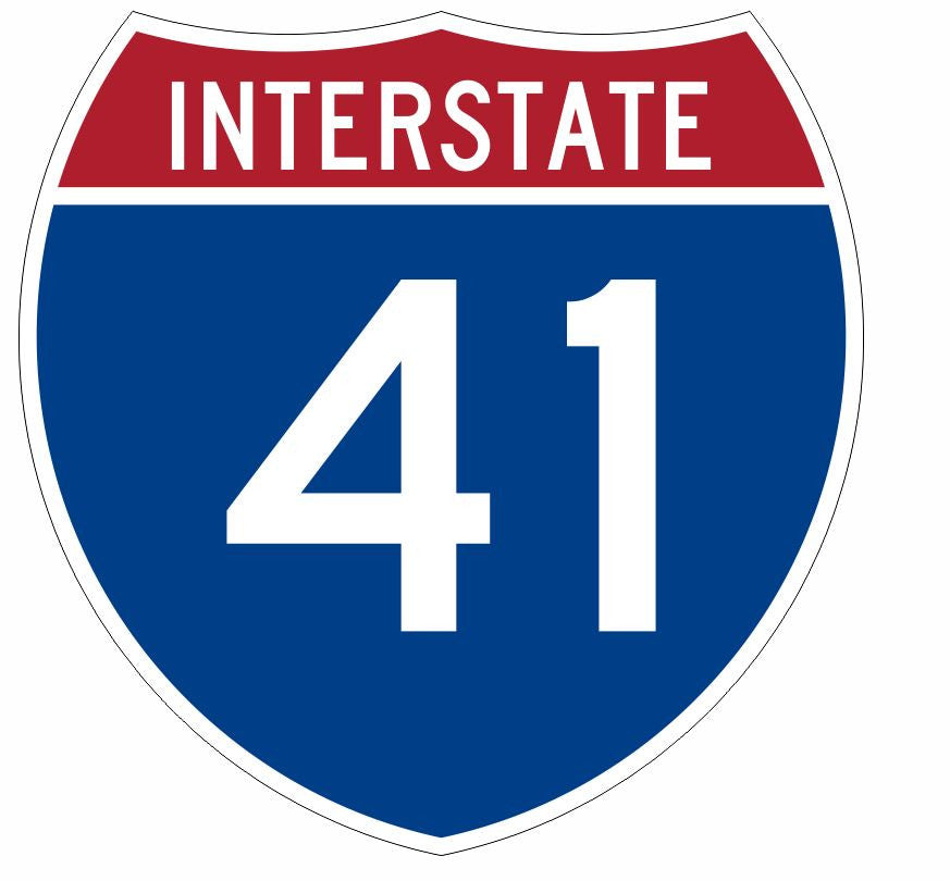 Interstate 41 Sticker Decal R905 Highway Sign - Winter Park Products