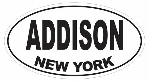 Addison New York Oval Bumper Sticker or Helmet Sticker D3064 Euro Oval - Winter Park Products