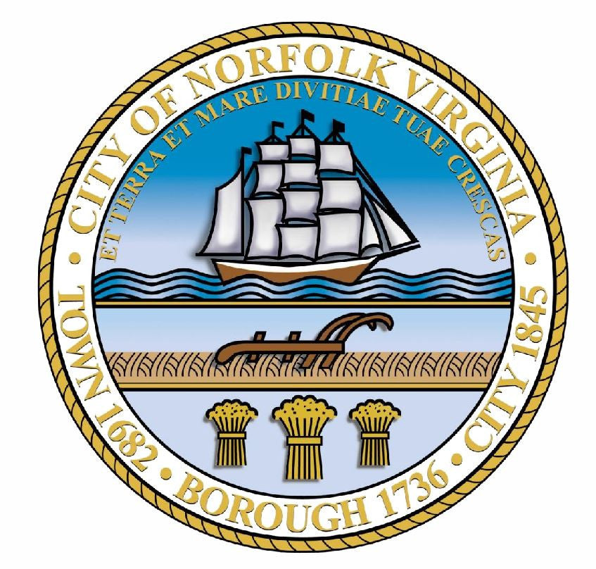 Seal of Norfolk Virginia Sticker / Decal R698 - Winter Park Products