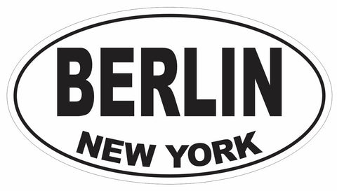 Berlin New York Oval Bumper Sticker or Helmet Sticker D3089 Euro Oval - Winter Park Products