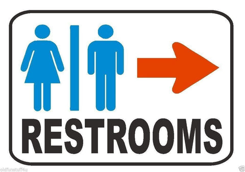 Restroom Sign Male Female Right Arrow Safety Business Sign Decal Sticker D341 - Winter Park Products