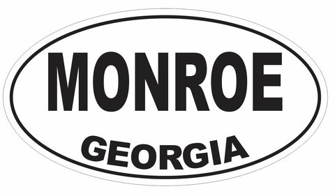 Monroe Georgia Oval Bumper Sticker or Helmet Sticker D2950 Euro Oval - Winter Park Products