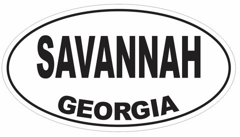 Savannah Georgia Oval Bumper Sticker or Helmet Sticker D2961 Euro Oval - Winter Park Products