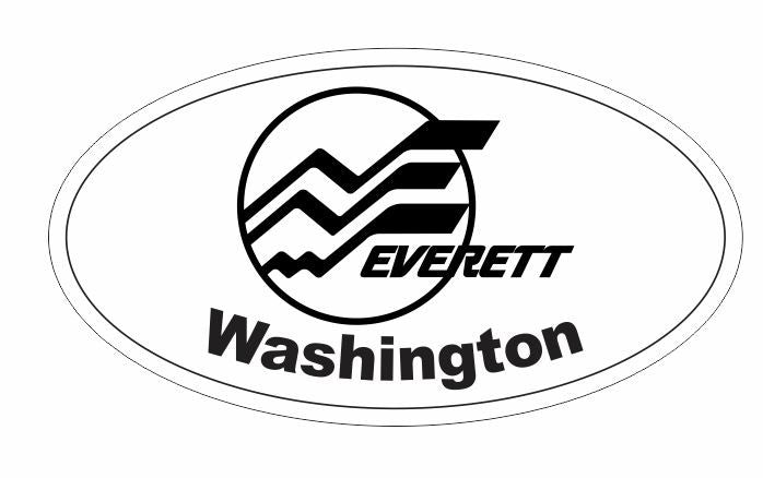 Everett Washington Oval Bumper Sticker or Helmet Sticker D2909 Euro Oval - Winter Park Products