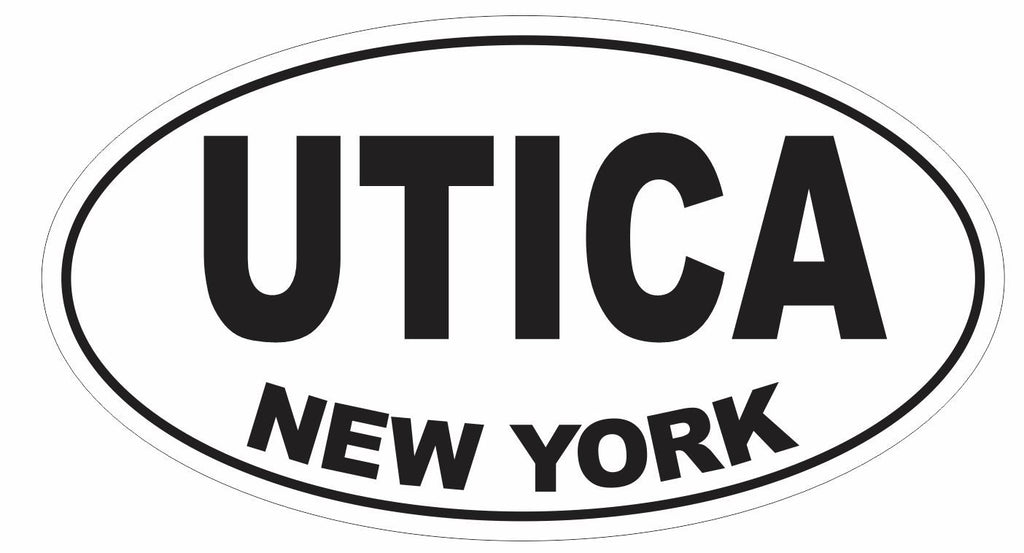 Utica New York Oval Bumper Sticker or Helmet Sticker D3061 Euro Oval - Winter Park Products