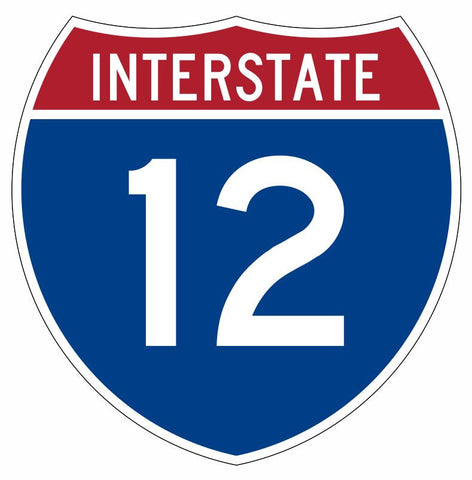 Interstate 12 Sticker Decal R887 Highway Sign - Winter Park Products