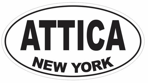 Attica New York Oval Bumper Sticker or Helmet Sticker D3079 Euro Oval - Winter Park Products