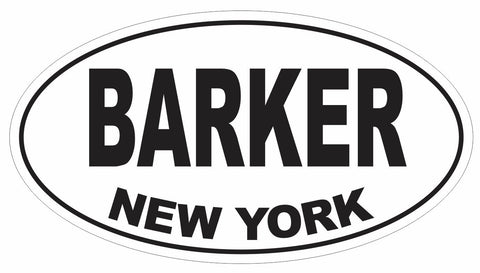 Barker New York Oval Bumper Sticker or Helmet Sticker D3085 Euro Oval - Winter Park Products