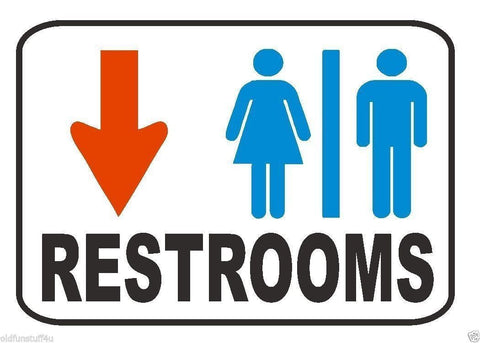 Restroom Sign Male Female Down Arrow Safety Business Sign Decal Sticker D343 - Winter Park Products