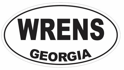 Wrens Georgia Oval Bumper Sticker or Helmet Sticker D2975 Euro Oval - Winter Park Products