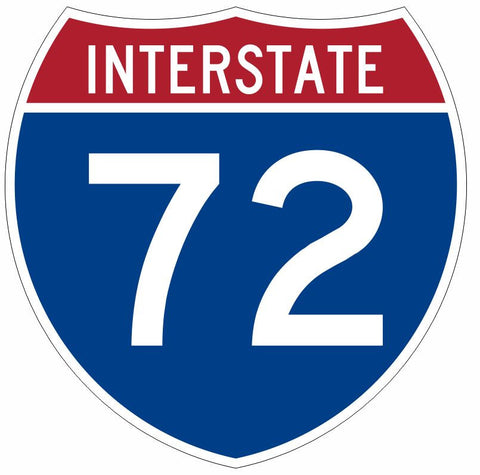 Interstate 72 Sticker Decal R920 Highway Sign - Winter Park Products