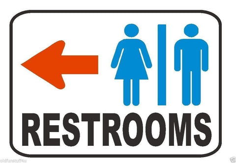 Restroom Sign Male Female Left Arrow Safety Business Sign Decal Sticker D340 - Winter Park Products