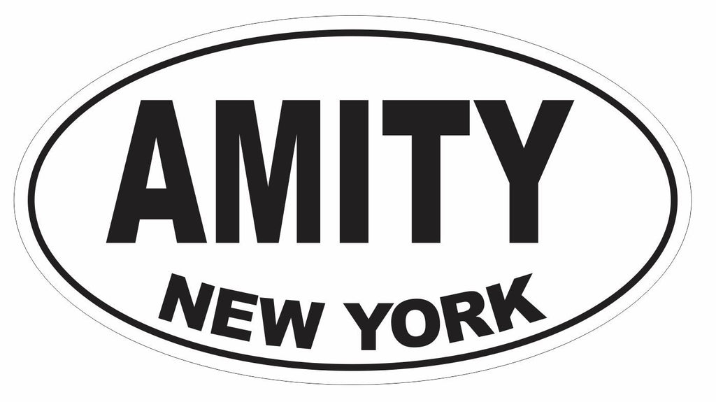 Amity New York Oval Bumper Sticker or Helmet Sticker D3076 Euro Oval - Winter Park Products
