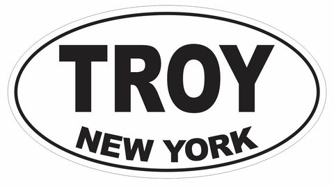 Troy New York Oval Bumper Sticker or Helmet Sticker D3060 Euro Oval - Winter Park Products