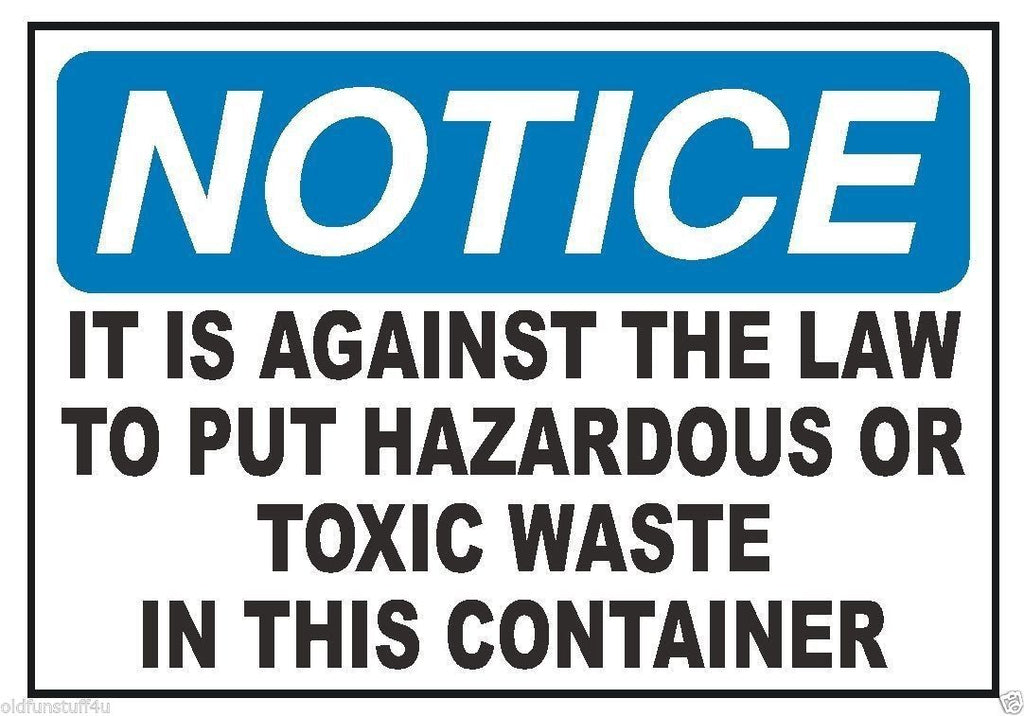 Notice No Hazardous Waste In Container Safety Sticker D321 - Winter Park Products