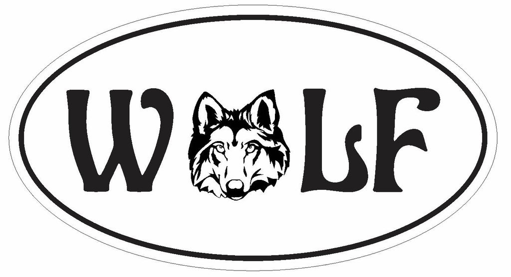 Wolf Oval Bumper Sticker or Helmet Sticker D2998 Euro Oval - Winter Park Products
