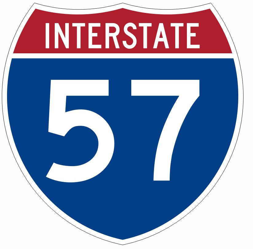 Interstate 57 Sticker Decal R911 Highway Sign - Winter Park Products