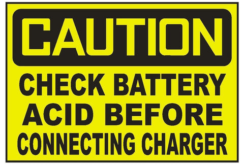 Caution Check Battery Acid Before Charging Sticker Safety Sticker Sign D724 OSHA - Winter Park Products
