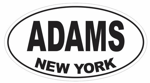 Adams New York Oval Bumper Sticker or Helmet Sticker D3063 Euro Oval - Winter Park Products