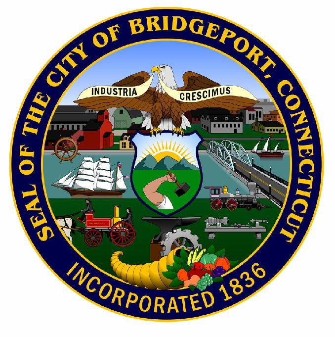 Seal of Bridgeport Connecticut Sticker / Decal R707 - Winter Park Products