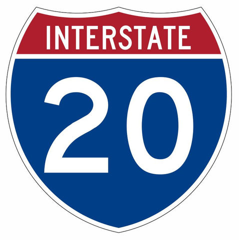 Interstate 20 Sticker Decal R893 Highway Sign - Winter Park Products