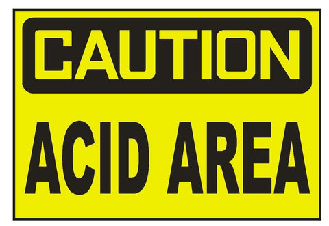 Caution Acid Area Sticker Safety Sticker Sign D687 OSHA - Winter Park Products