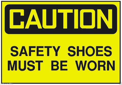 Caution Safety Shoes Must Be Worn OSHA Safety Sign Decal Sticker Label D259 - Winter Park Products