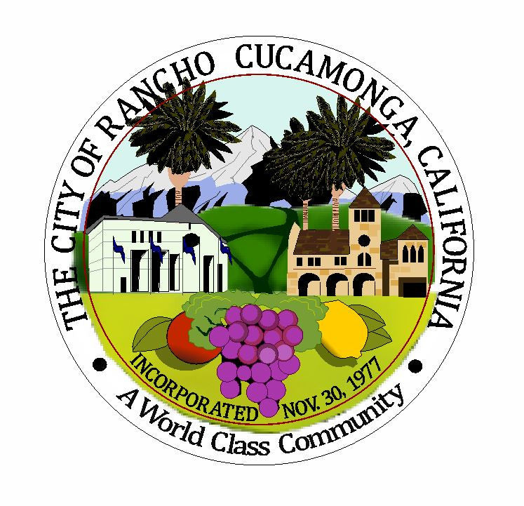 Seal of Rancho Cucamonga California Sticker / Decal R705 - Winter Park Products