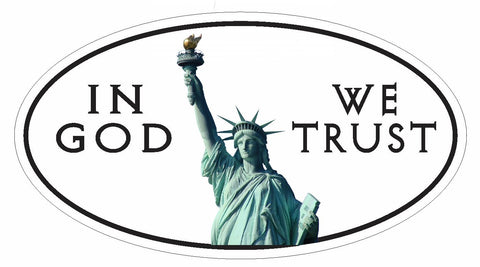 In God We Trust Oval Bumper Sticker or Helmet Sticker D3004 Euro Oval - Winter Park Products