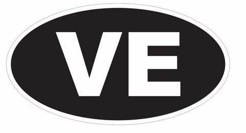 VE Venezuela Country Code Oval Bumper Sticker or Helmet Sticker D1075BK - Winter Park Products