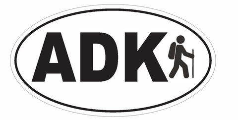 ADK Adirondack Hiker Oval Bumper Sticker or Helmet Sticker D3002 Euro Oval - Winter Park Products