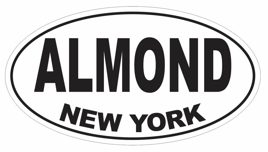 Almond New York Oval Bumper Sticker or Helmet Sticker D3071 Euro Oval - Winter Park Products
