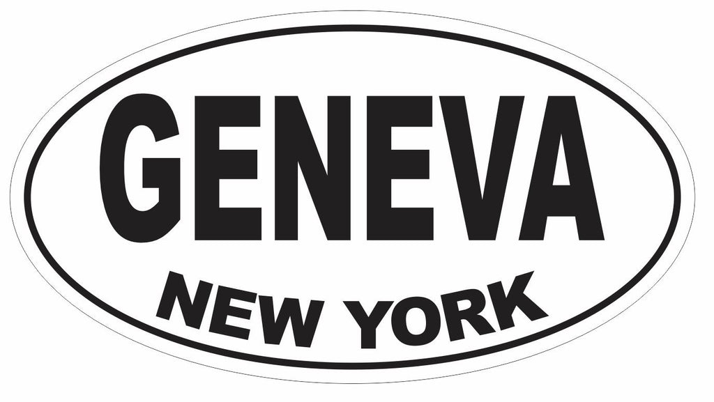 Geneva New York Oval Bumper Sticker or Helmet Sticker D3051 Euro Oval - Winter Park Products
