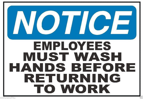 Notice Employees Must Wash Hands Work Safety Business Sign Decal Sticker D339 - Winter Park Products