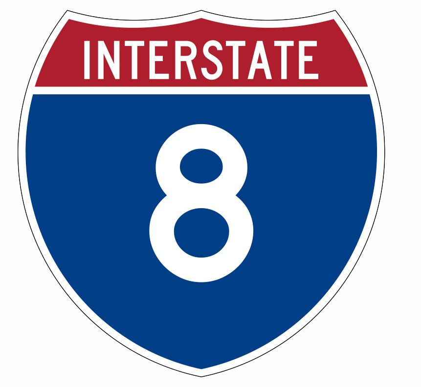 Interstate 8 Sticker Decal R885 Highway Sign - Winter Park Products