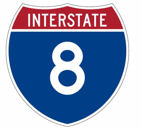 Interstate 8 Sticker Decal R885 Highway Sign - Winter Park Products