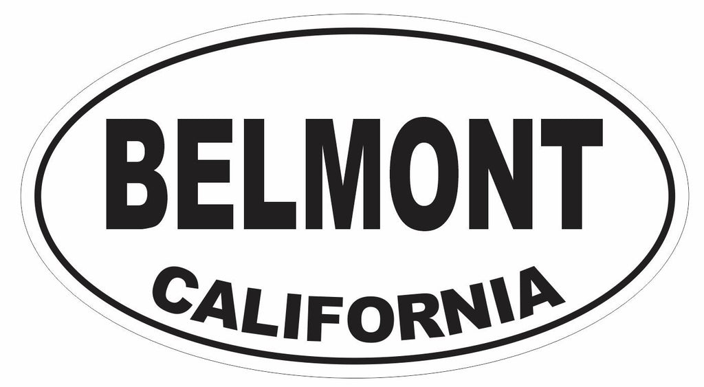 Belmont California Oval Bumper Sticker or Helmet Sticker D3017 Euro Oval - Winter Park Products