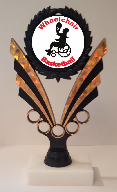 Wheelchair Basketball Trophy 7-1/4" Tall  AS LOW AS $3.99 each FREE SHIP T06N9