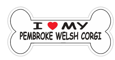 Love My Pembroke Welsh Corgi Bumper Sticker or Helmet Sticker D7160 Dog Bone