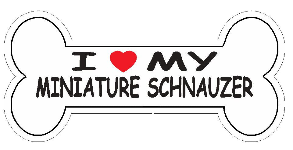 Love My Miniature Schnauzer Bumper Sticker or Helmet Sticker D7162 Dog Bone