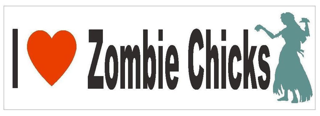 I Love Zombie Chick Funny Bumper Sticker or Helmet Sticker D434 Walking Dead - Winter Park Products