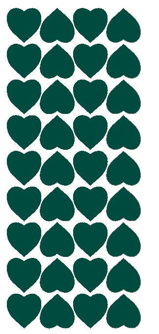 Dark Green 1" Heart Stickers BRIDAL SHOWER Wedding Envelope Seals School arts & Crafts - Winter Park Products