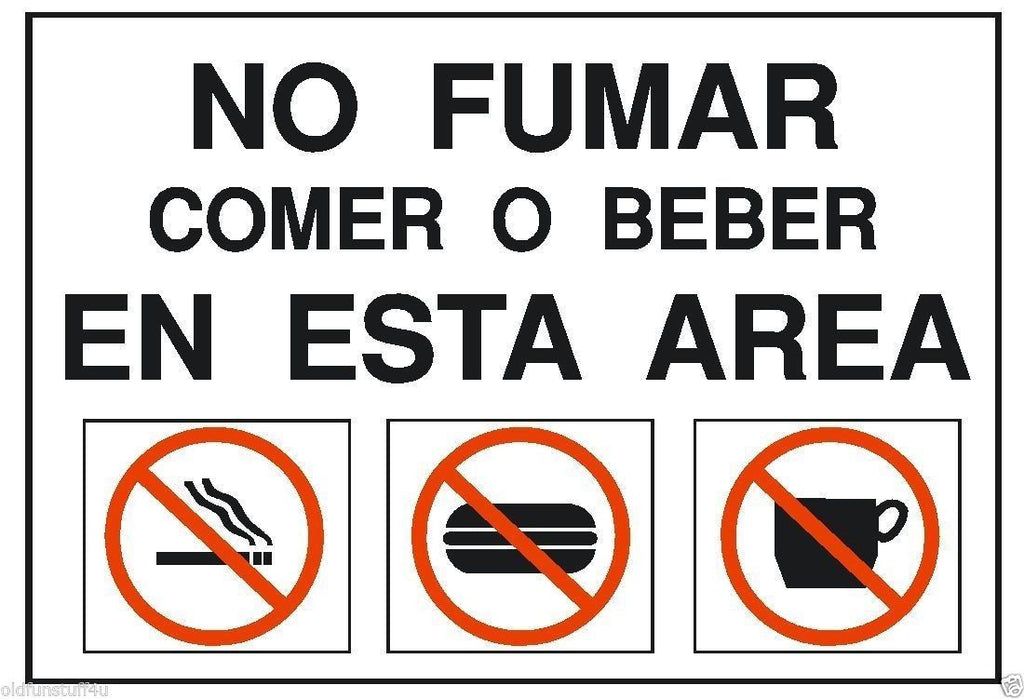 Spanish No Fumar Eating or Drinking OSHA Safety Sign Sticker Label D201 - Winter Park Products