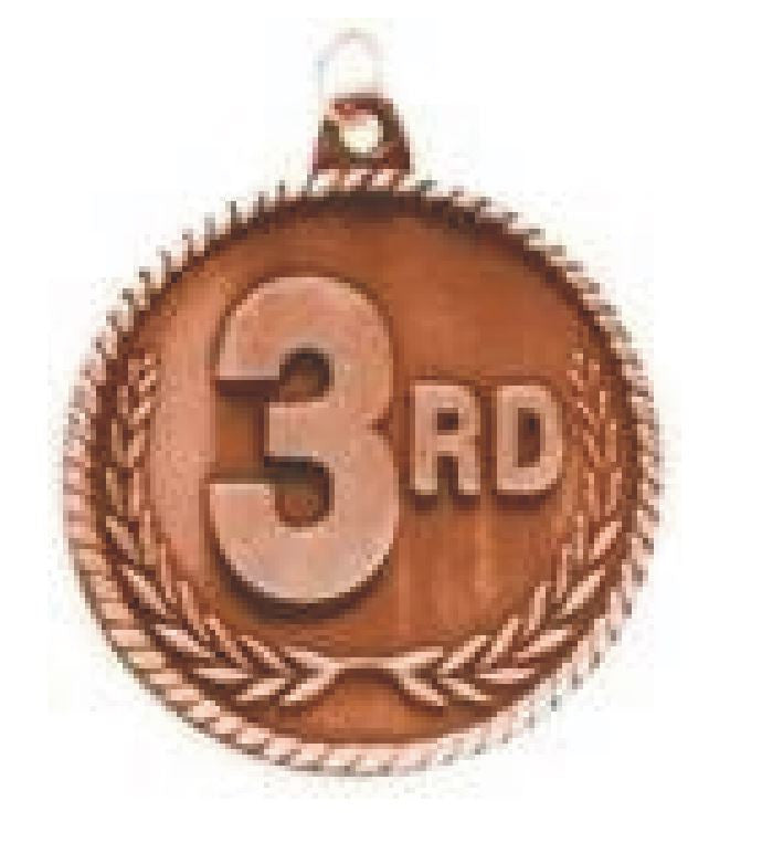 3rd Place Third Place Medal Award Trophy With Free Lanyard HR803 - Winter Park Products