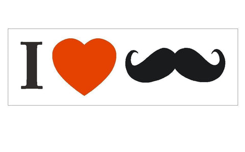 I Love Heart Mustaches FUNNY Bumper Sticker or Helmet Sticker D285 - Winter Park Products