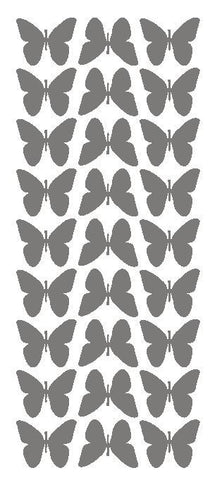 Dark Grey Gray 1" Butterfly Stickers BRIDAL SHOWER Wedding Envelope Seals School arts & Crafts - Winter Park Products