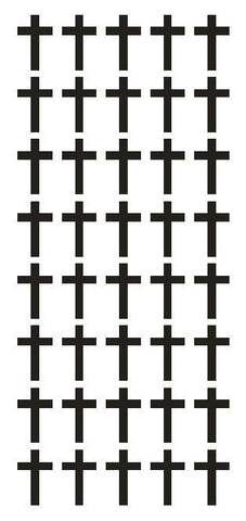 1" Black Cross Stickers Envelope Seals Religious Church School arts Crafts - Winter Park Products