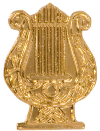 Gold Finish Metal Music Lyre Pin TIE TACK Band School Varsity Insignia Chenille - Winter Park Products
